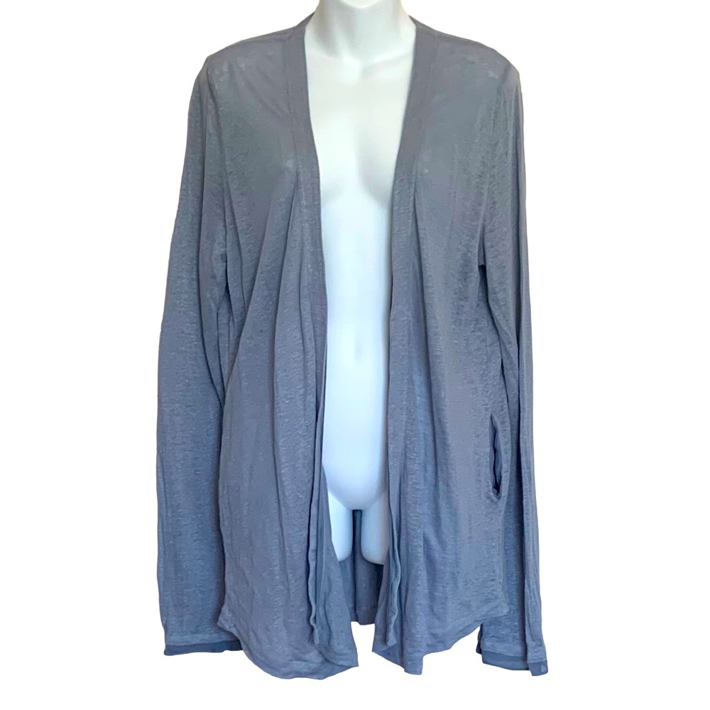 Ecru Open Front Linen Cardigan Size XL